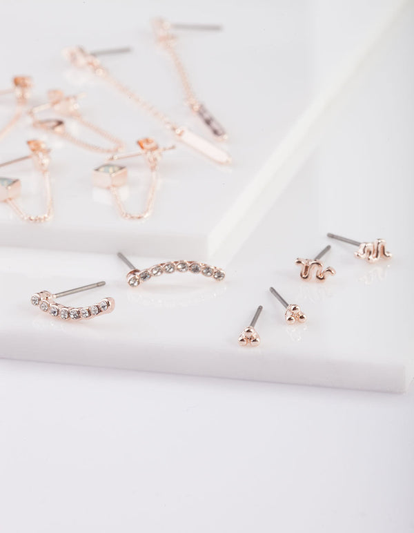 Rose Gold Snake Chain Tassel Earring Pack