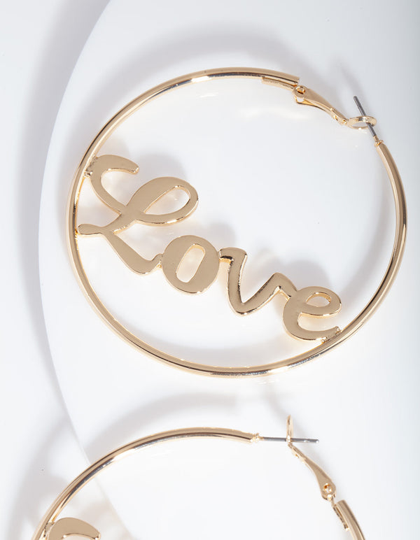 Gold Love Hoop Earrings