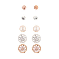 Rose Gold Decorative Diamante 5 Pack Clip On Earring - link has visual effect only