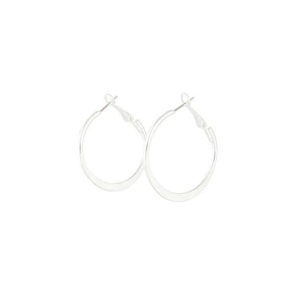Silver Flat Edge Hoop Earrings