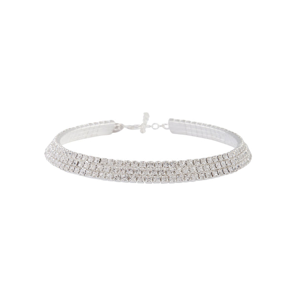 Rhodium Choker Diamante Collar Necklace