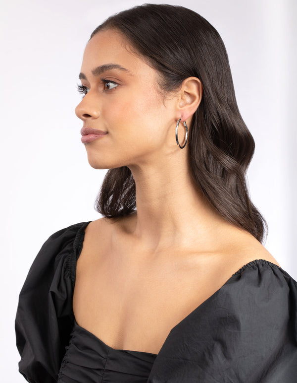 Silver Thick Hoop 2 Pack