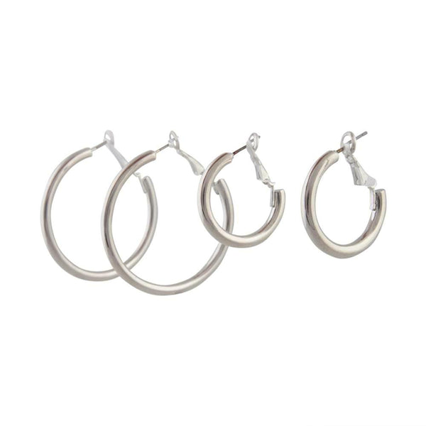 Silver Thick Hoop 2 Pack