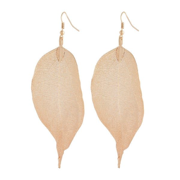 Gold Natural Leaf Earrings