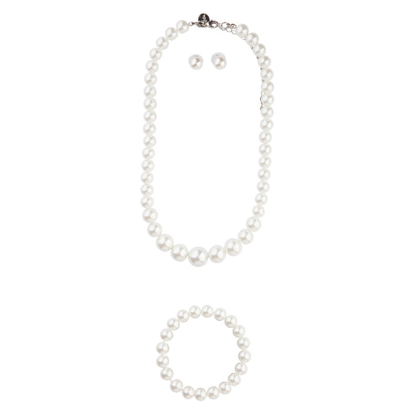 Silver Classic Pearl Jewellery Set
