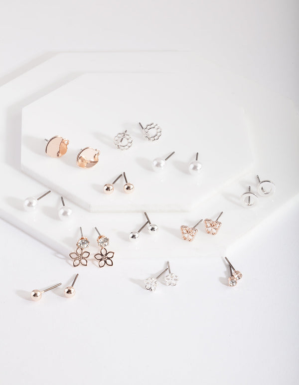 Mixed Metal Butterfly Stud Earring Pack