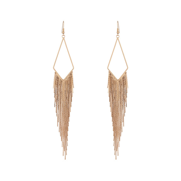 Gold Shiny Fringe Chain Earrings