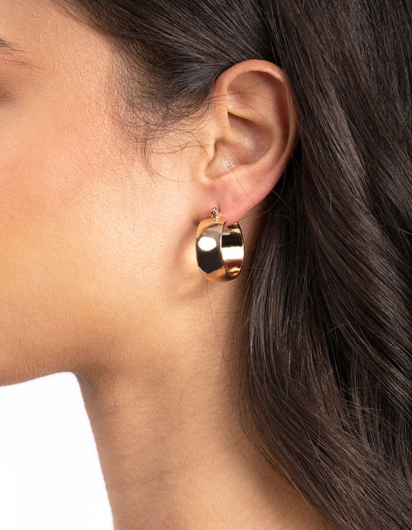 Gold Small Thick Hoop Earrings