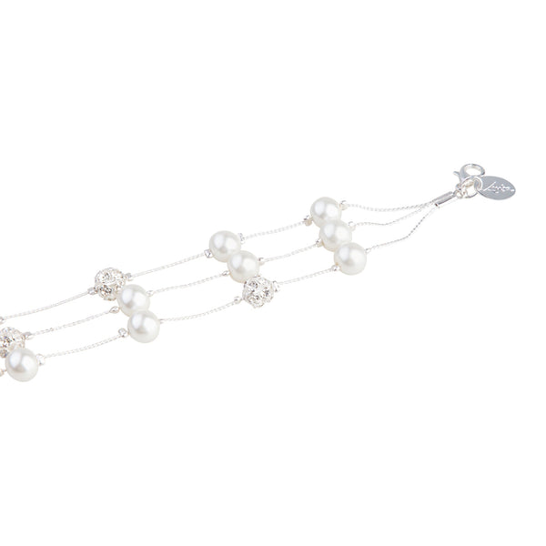Silver Pearl Multi Textured Bead Bracelet