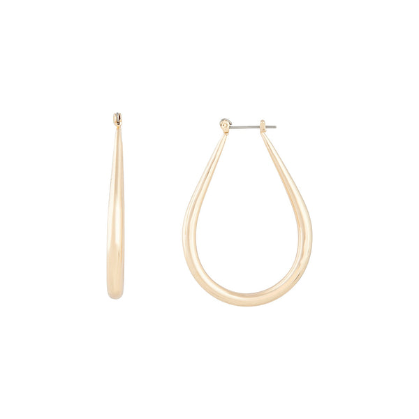 Polished Gold Teardrop Hoop Earrings