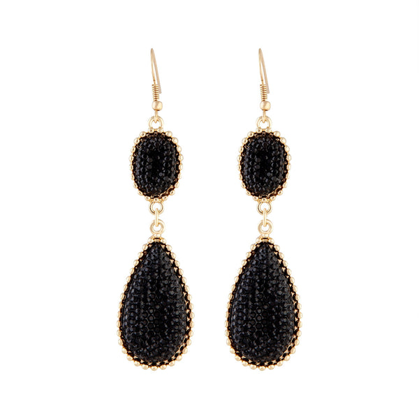 Black Gold Teardrop Jelly Earrings