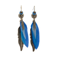 Mixed Blue Feather Drop Earrings - link has visual effect only