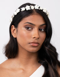 White Flower Pearl Halo Headband - link has visual effect only