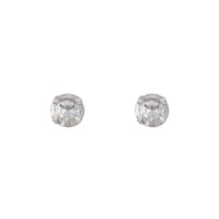 Silver 5 Claw Round Diamante Stud Earrings - link has visual effect only