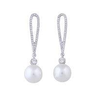 Diamante Loop With Pearlised Bead Drop Earrings - link has visual effect only