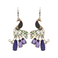 Jewelled Peacock Earrings In Burnished Gold - link has visual effect only