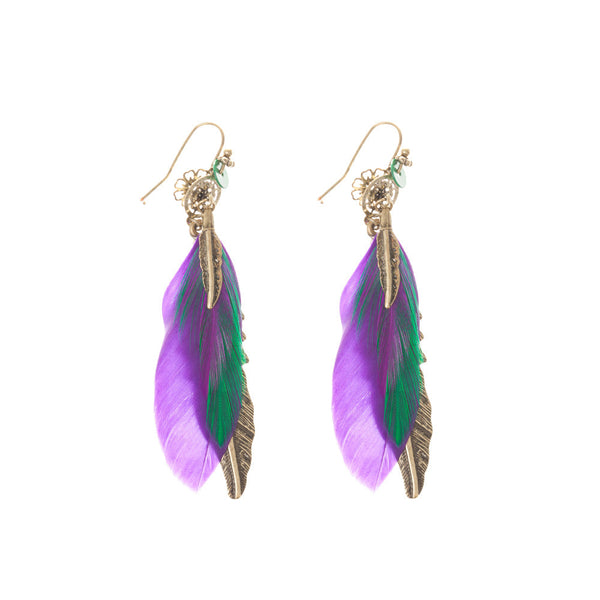 Multi Feather Drop Earrings