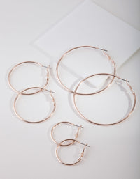 3-pack gepolijste oorbellen in roségoud - link has visual effect only