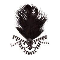Black 1920's Gatsby Statement Feather and Jewel Headband - link has visual effect only