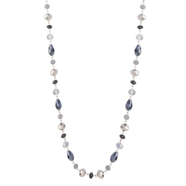 Mixed Blue Small Glass Bead Opera Necklace