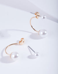 Faux Pearl Double Jacket Earrings - link has visual effect only