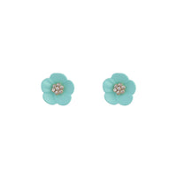 Teal Flower Diamante Stud Earrings - link has visual effect only
