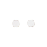 Rose gold Rounded Square White Enamel Stud - link has visual effect only