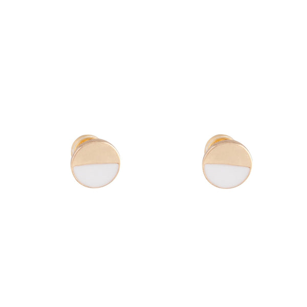 White Enamel Half Disc Earrings