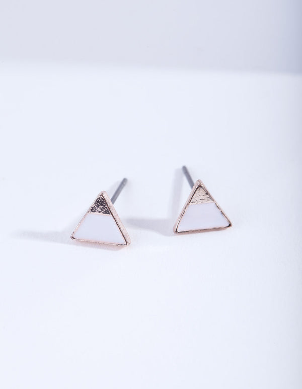 Metallic Tip Triangle Stud Earrings