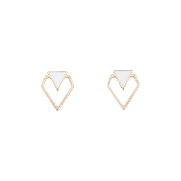 White And Gold Mini Geometric Stud
