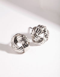 Silver Textured Knot Stud Earrings - link has visual effect only