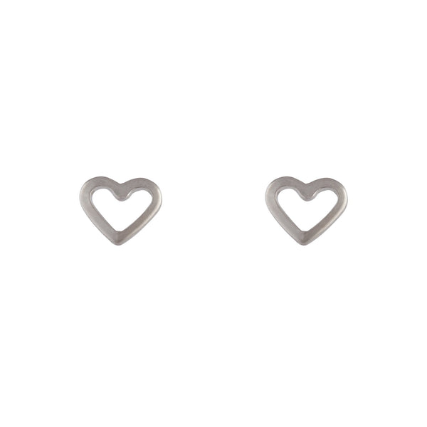 Silver Open Heart Stud Earrings