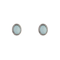 Antique Silver Blue Oval Stud Earrings - link has visual effect only