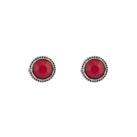 Red Round Facet Stud Earrings - link has visual effect only