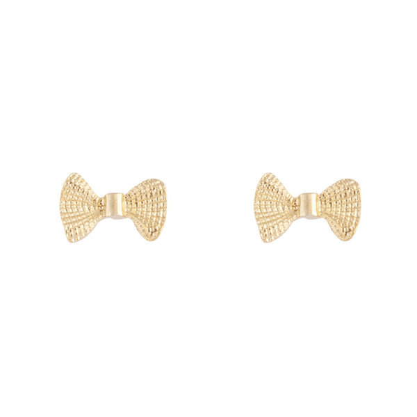 Gold Metal Bow Stud Earrings