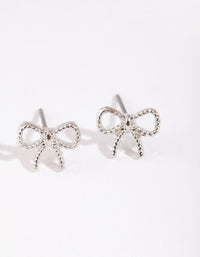 Rhodium Mini Twisted Bow Stud Earrings - link has visual effect only