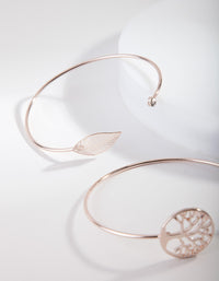 Rose Gold Tree Of Life Bangle 2 Pack - link has visual effect only