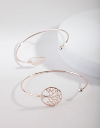 Rose Gold Tree Of Life Bangle 2 Pack - link has visual effect only