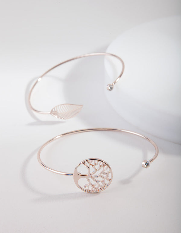 Rose Gold Tree Of Life Bangle 2 Pack