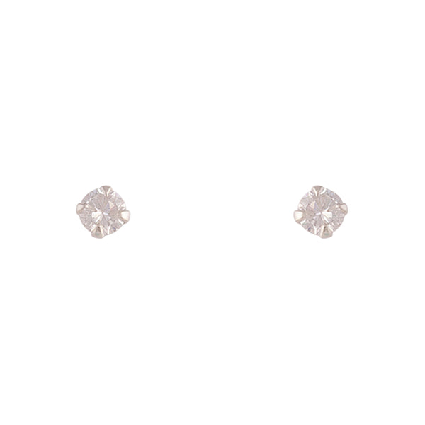 Sterling Silver Cubic Zirconia Round 4mm Stud Earrings