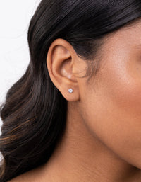 Sterling Silver Cubic Zirconia Round 4mm Stud Earrings - link has visual effect only