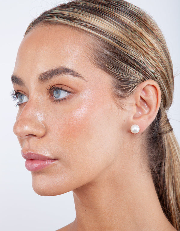 Large Pearl Stud Earrings