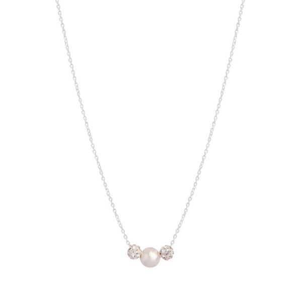 Sterling Silver Pearlised And Diamante Bead Necklace