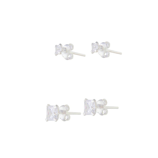 Sterling Silver Square Cz Studs