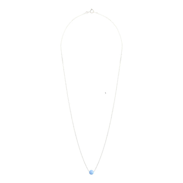 Sterling Silver Opalised Blue Bead Necklace