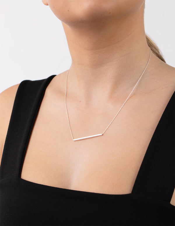 Sterling Silver Clean Bar Necklace