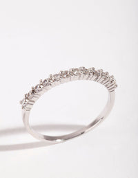 Sterling Silver Diamante Half Pave Ring - link has visual effect only