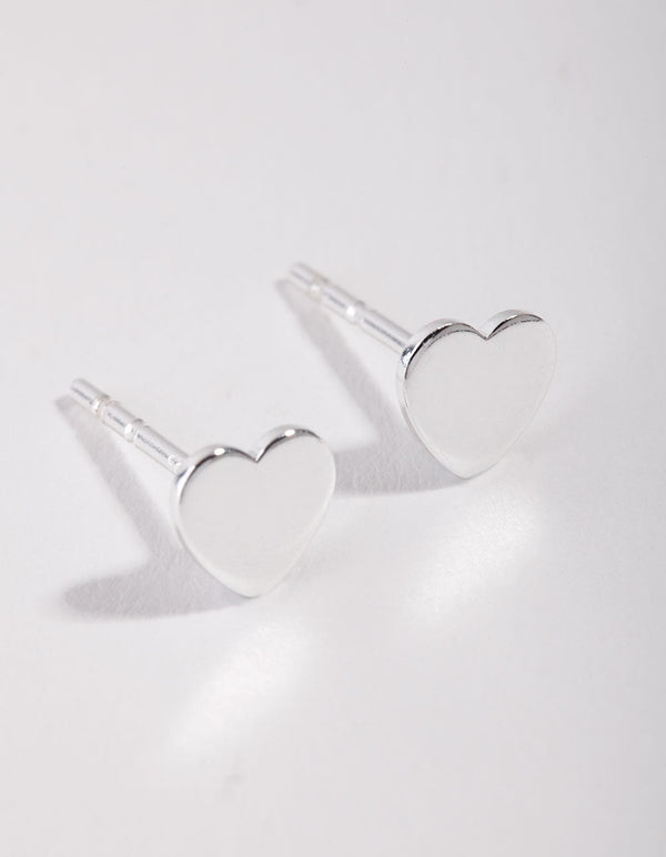Sterling Silver Mini Heart Stud Earrings