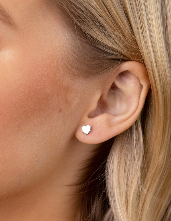 Sterling Silver Mini Heart Stud Earrings