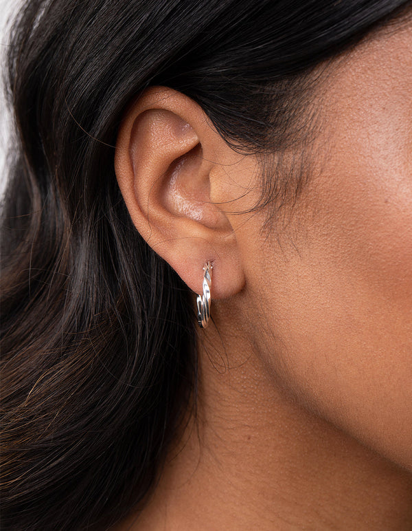 Sterling Silver Twist Hoop Earrings